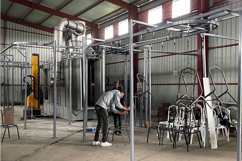 powder coating line for steel chairs