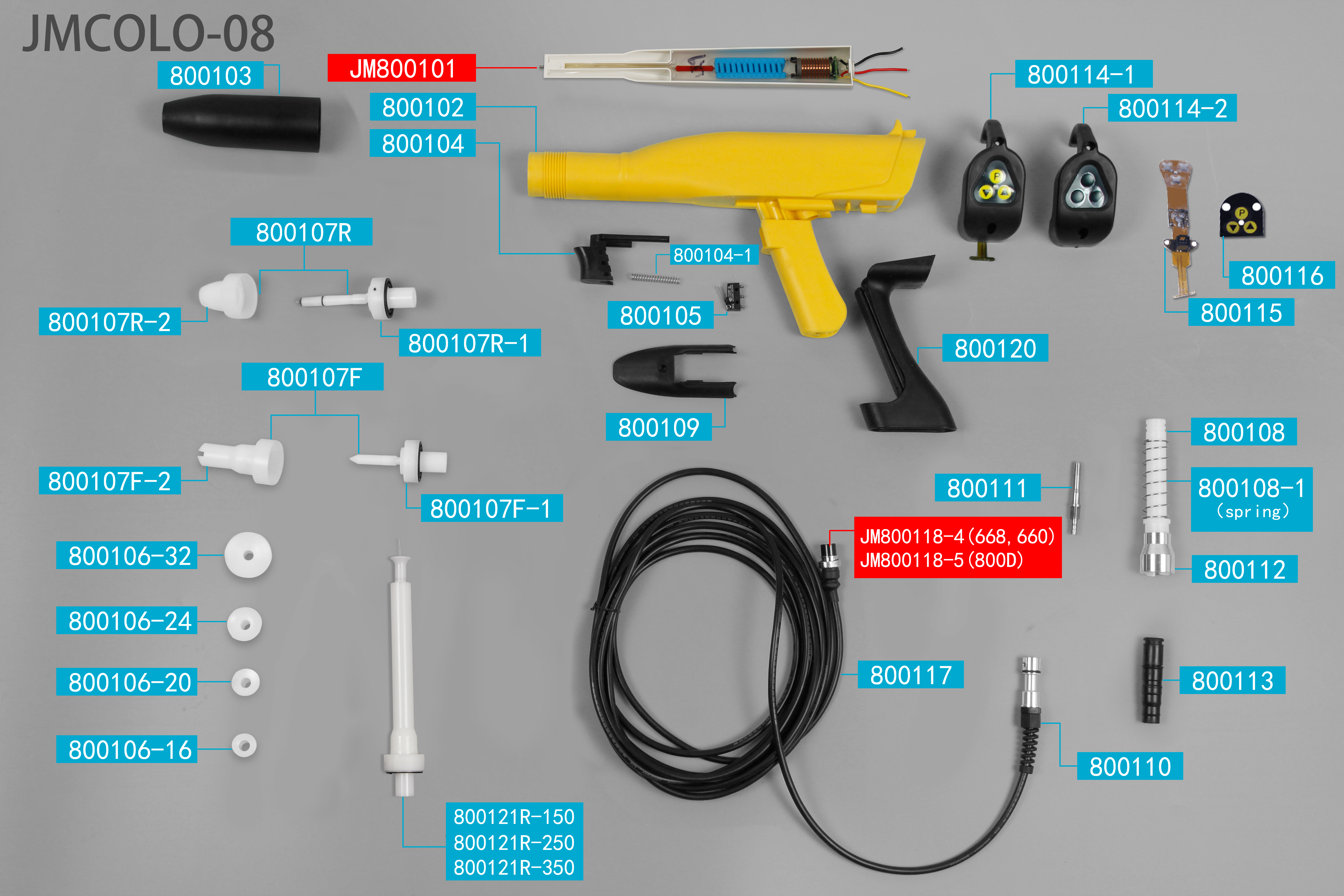 powder coating gun parts