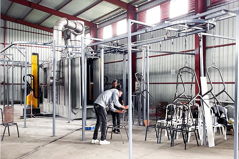 semi-automatic powder coating line