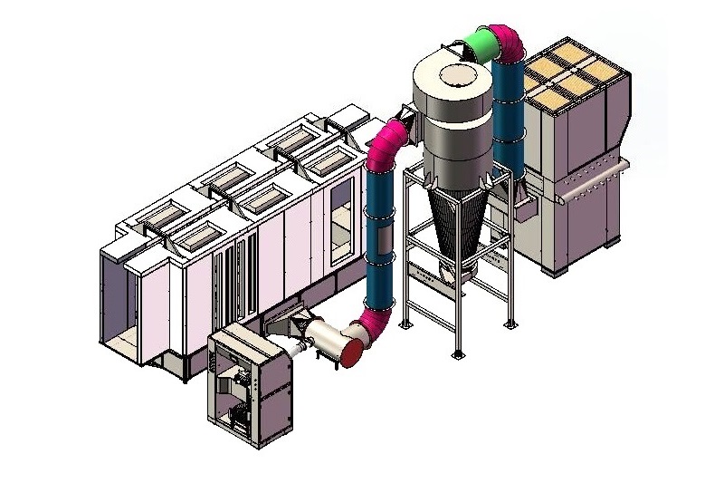 cyclone powder coating booth