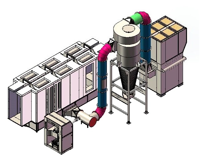 Mono-cyclone Powder Coating Booth