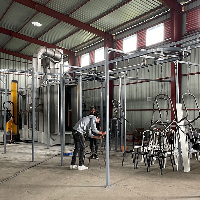 Automatic powder coating furniture