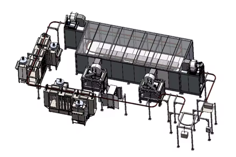 automatic powder coating line with 2 booths